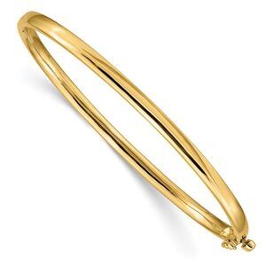 3.6mm 14k Yellow Gold Polished Solid Half Round Hinged Bangle Bracelet
